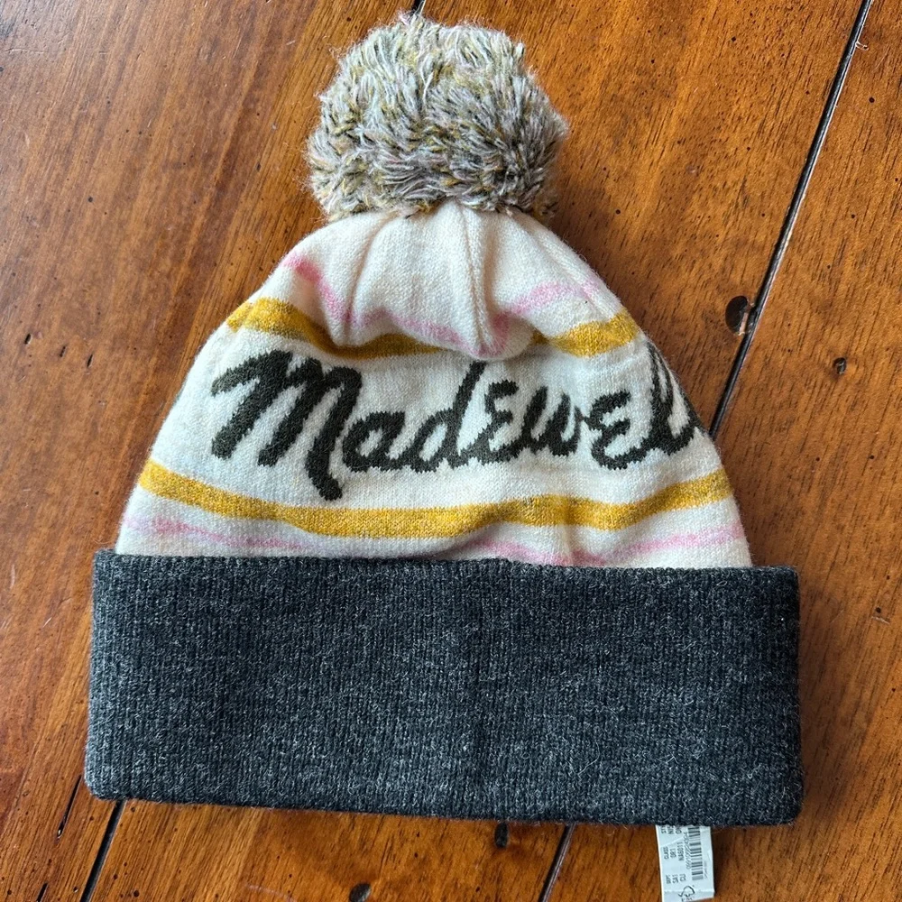 NWT Madewell Pom Pom Wool Blend Beanie Adult OS